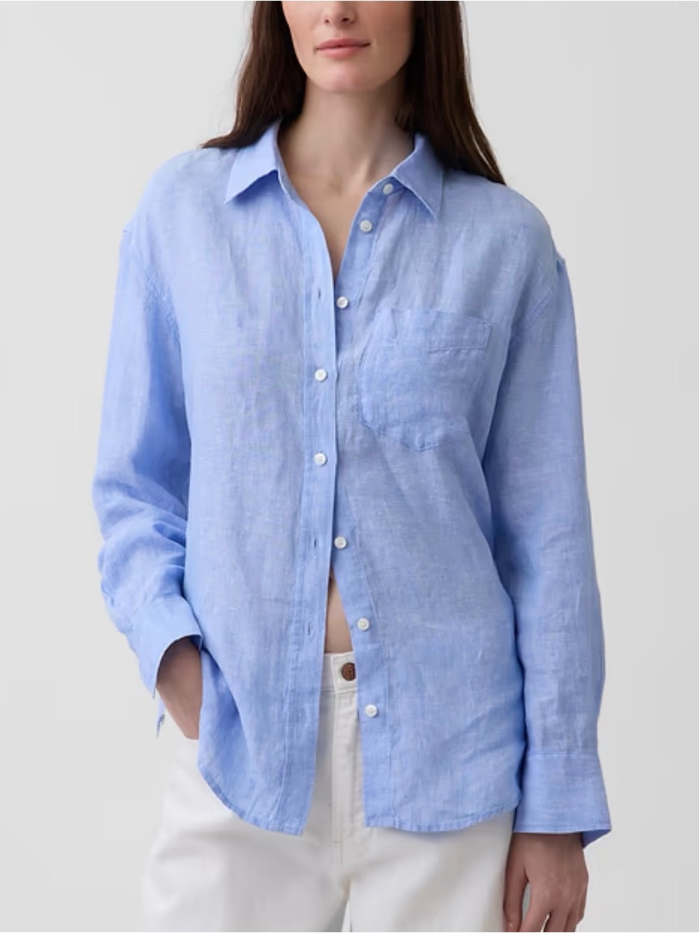 GAP 100% Linen Oversized Shirt Blue XS NWT